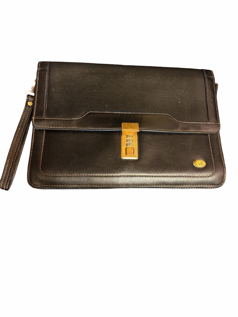 Vintage Alfred Dunhill Black Textured Leather Portfolio Document Case - Lock